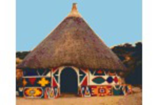African Hut Six [6] Baseplate PixelHobby Mini-mosaic Art Kits